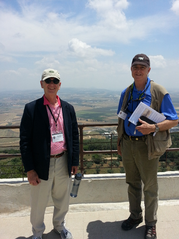 Ed Wise and Furman Brodie on Mt. Carmel overlooking Armageddon Valley.